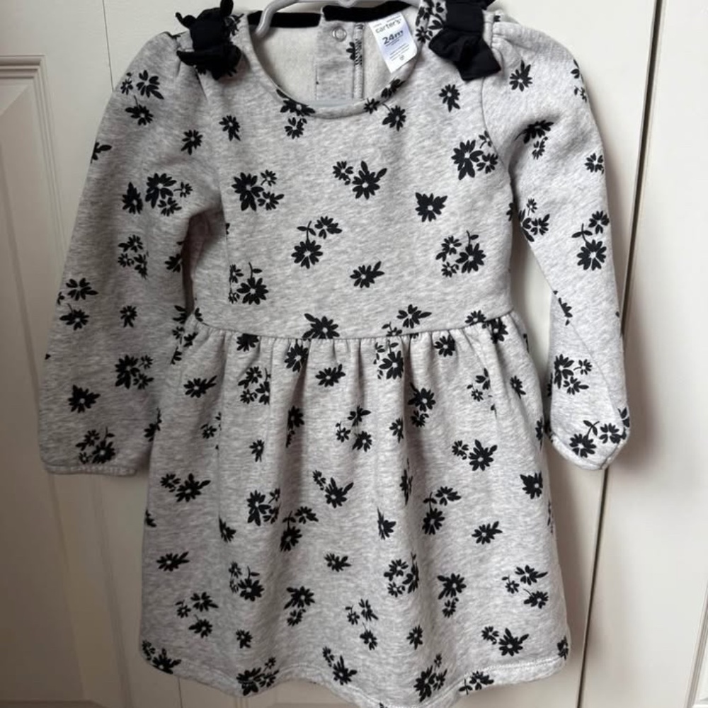 Girls Carter size 24 months fleece floral dress with bows